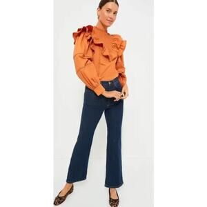 TUCKERNUCK Hyacinth House Persimmon Ruffle Parker Blouse Top Size XXS